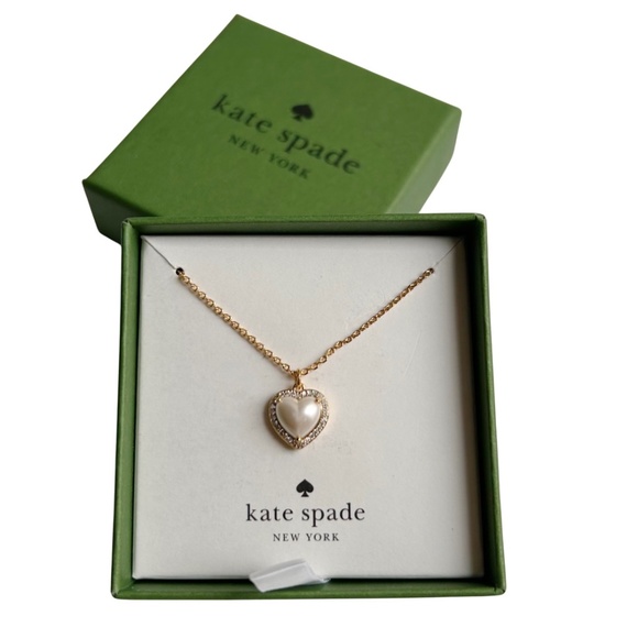 kate spade Jewelry - NIB Kate Spade My Love Faux Pearl Heart with Rhinestone Necklace